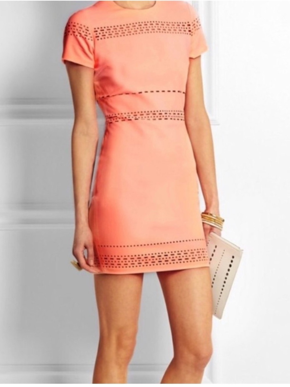 Elizabeth and James Ari Laser Cut Out Short Sleeve Sheath Mini Dress Size 4